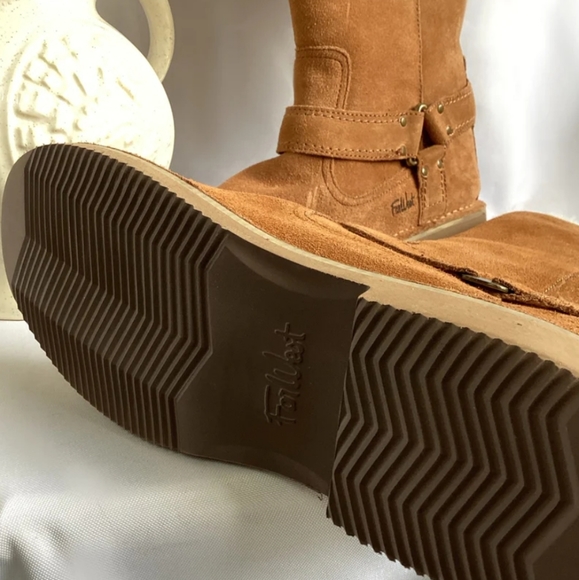 NEW FarWest Sabina tan camel suede shearling Calf height winter boots 9 - Picture 8 of 9